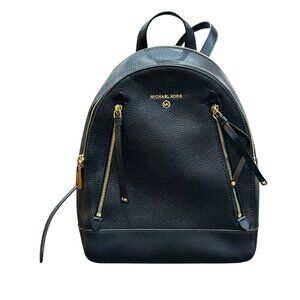 Michael Kors Brooklyn Large Black Pebbled‎ Leather Gold Hardware